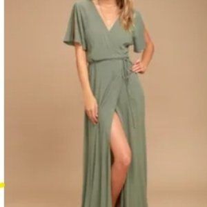 Lulus Much Obliged green wrap dress